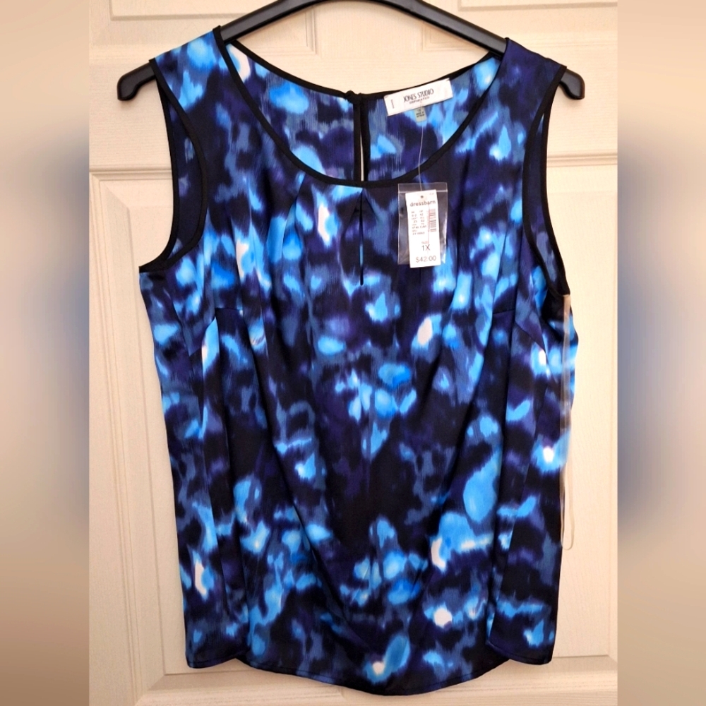 Jones Studio Separates Womans Blue Watercolor Tank Size 1X Workwear Dressy Suit